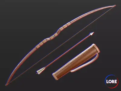 Medieval Common Weapon Bow and Arrow Low-poly 3D model