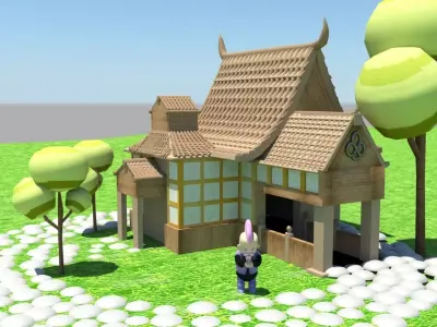 High poly model of temple 3D model