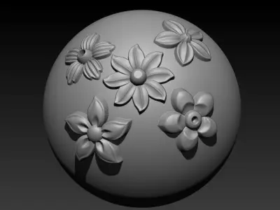 5 Floral Ornament brushes alphas and 3D models Free 3D model
