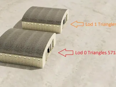 Hangar model 3D low poly military shelter Low-poly 3D model