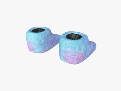 Slippers G06 Blue Pink Dino Paw - Costume Character Design Low-poly 3D model