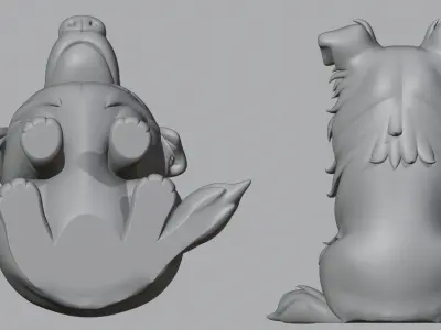 cartoon Collie Dog Sculpture 3D model