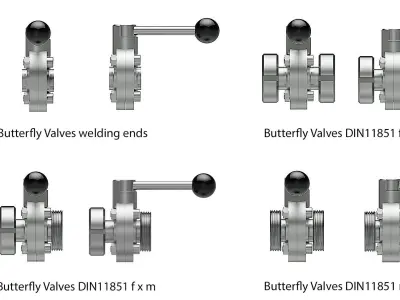 DIN FOOD AND PHARMA - VALVES AND FITTINGS - STEP 3D model