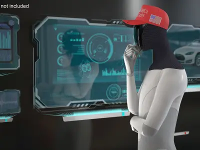 Tesla Bot in Trump Cap Rigged 3D model