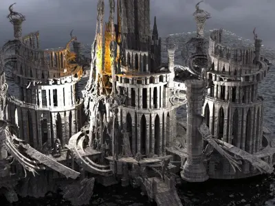 Art deco illusionist cityscape 1 3D model