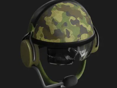 3d Military Helmet with Headset and Visor 3D model