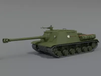 Low Poly Cartoon ISU 122S Tank Low-poly 3D model