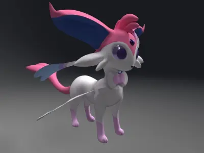 Esylveon Pokemon Sylveon x Umbreon fuse corp Free low-poly 3D model