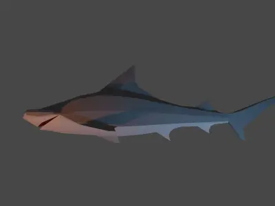 Low Poly Great Hammerhead Shark Low-poly 3D model