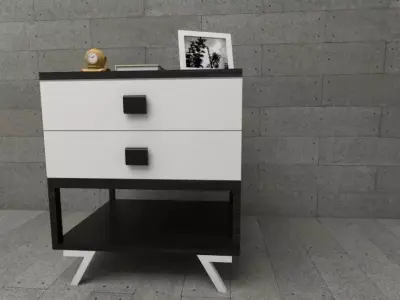 nightstand bedside table with two drawers Free 3D model