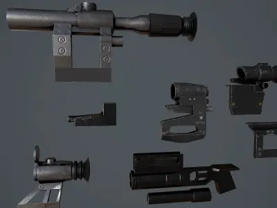 Pak Russian weapons accessories Low-poly 3D model