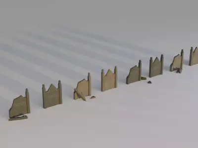 Hand Sculpted cemetery gravestones part 6 Low-poly 3D model