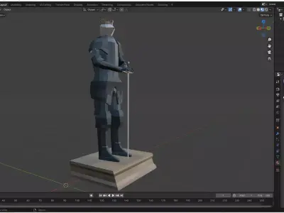 Knight Statue Low-poly 3D model