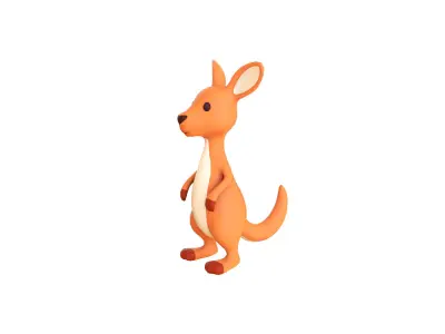 Cartoon Kangaroo Animal 3D Model for Cartoon Characters Low-poly 3D model