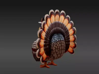 Stylized  Thanksgiving Turkey 3D Model Printable Cartoon Style 3D model
