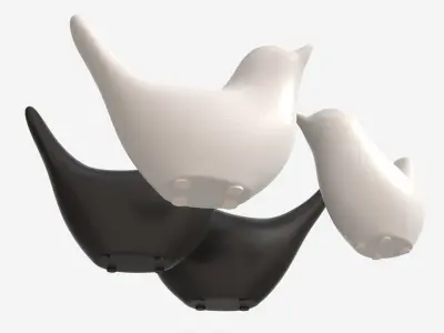 Decorative Ceramic Birds Set 3D model