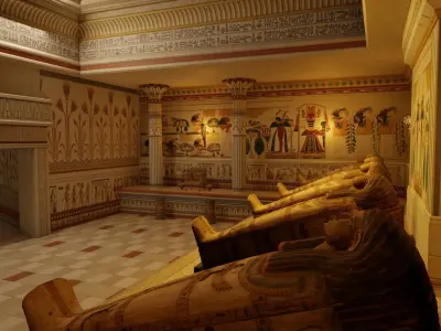 Egypt Mummification 5 Coffin Set Spellbound Coffin Chamber 3D model