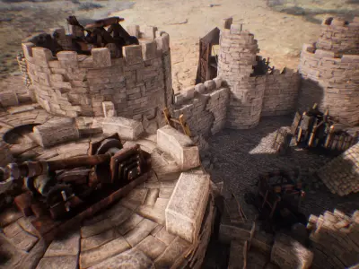 Medieval Siege Engines  11 Assets Low-poly 3D model