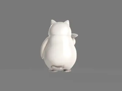 Chubby Angry Cat Holding Plate 3D model