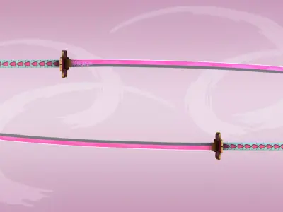 Demon Slayer Mitsuri Kanroji Nichirin Sword Low-poly 3D model