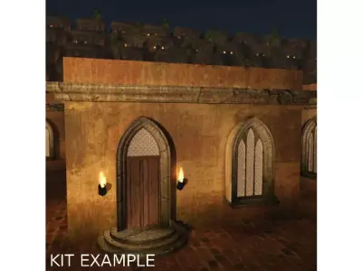 Six Piece Medieval Village Builders Kit Low-poly 3D model