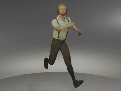 Farmer Peasant Man Low-poly 3D model