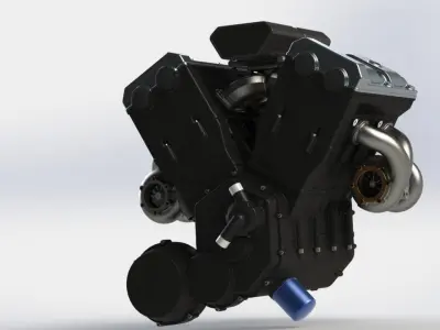 Engine V4 Biturbo 3D model
