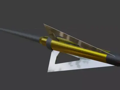 Realistic Arrow Game Ready rocket with golden tip Low-poly 3D model
