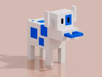 Cow VANAV2 Voxel Low-poly 3D model