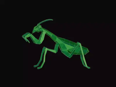Polygonal Praying Mantis Low-poly 3D model