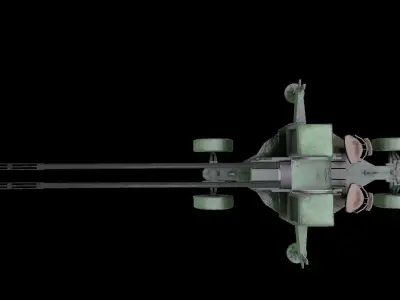 Anti Aircraft Twin gun PG99 Type 90 35mm Low-poly 3D model