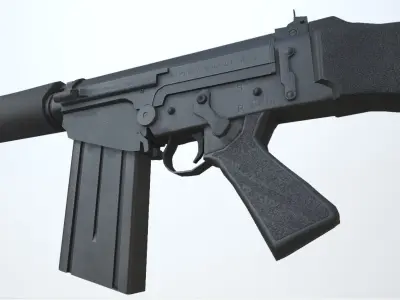 PBR FN FAL Rifle Black Low-poly 3D model