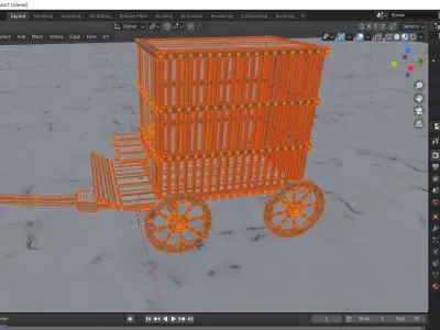 Prison cart Low-poly 3D model