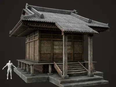 Japanese Shrine Low-poly 3D model
