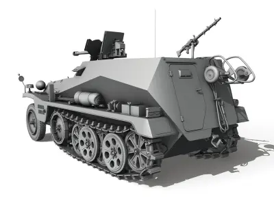 SD KFZ 250 11 - Half-track with heavy anti-tank rifle 3D model