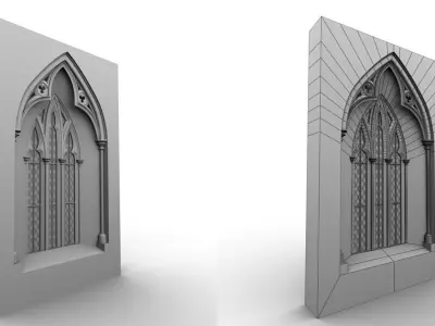 05 Medieval Gothic Windows Set 3D model