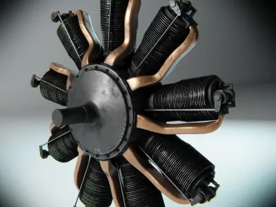 LeRhone Engine 3D model