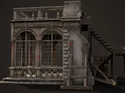 Renaissance Castle Ruined Low-poly 3D model