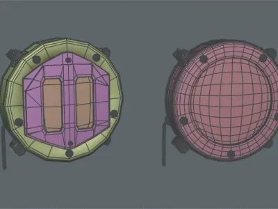 Tank Headlight low-poly 3d model set Low-poly 3D model