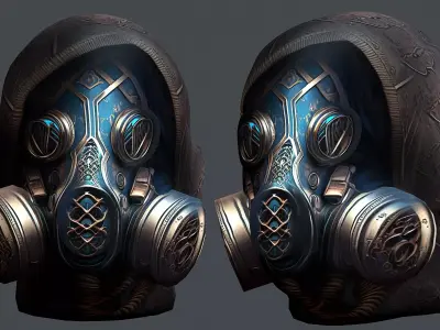 Gas mask helmet 3d model military combat Low-poly  Low-poly 3D model 11