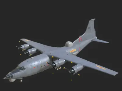 China Yun-8 Transport Aircraft Family High tech series aircraft Low-poly 3D model