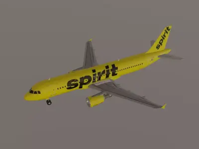 Spirit Airlines airbus a320 low poly 3D model Low-poly 3D model