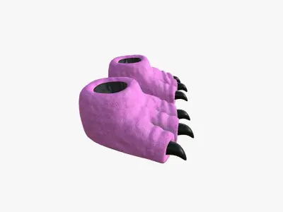 Slippers G04 Pink Dino Paw - Costume Character Design Low-poly 3D model