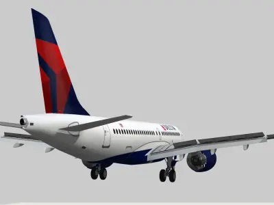 Airbus 220 Bombardier C Series 100 CS100 Delta airlines livery Low-poly 3D model