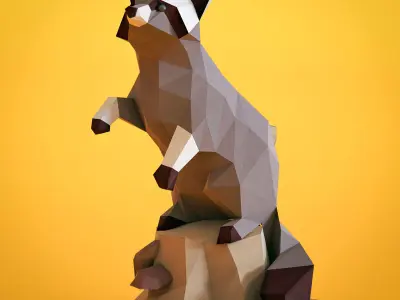 Low poly Racoon figurine 3D model