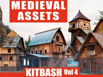 Kitbash Medieval Assets Textures Vol 4 Low-poly 3D model