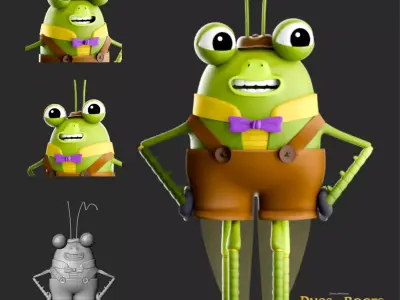 Talking Cricket Stylized 3D Character Puss in Boots Universe Low-poly 3D model