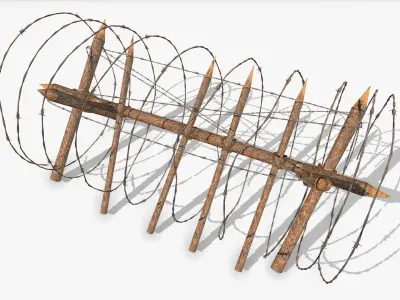 Barbed wire obstacles fences  3D model