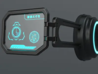 Sci fi and military monocle glasses goggles 3D model