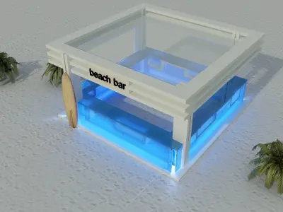 Beach Bar Area a85 White  3D model